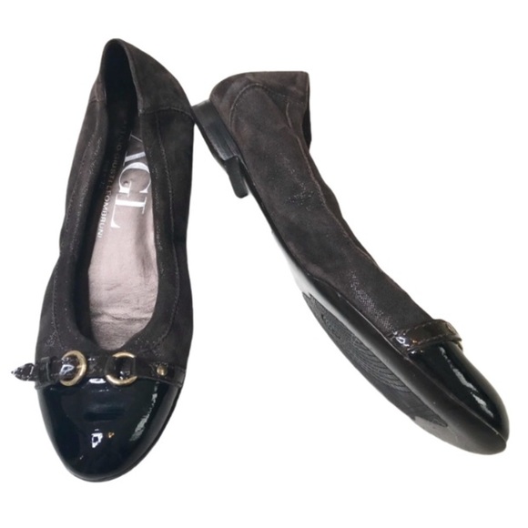 AGL brown cap toe ballet flat shoes sz EU 38
